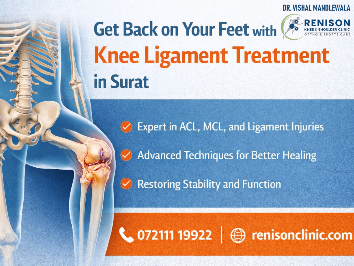 Knee ligament treatment in Surat with doctor details, contact number, and benefits